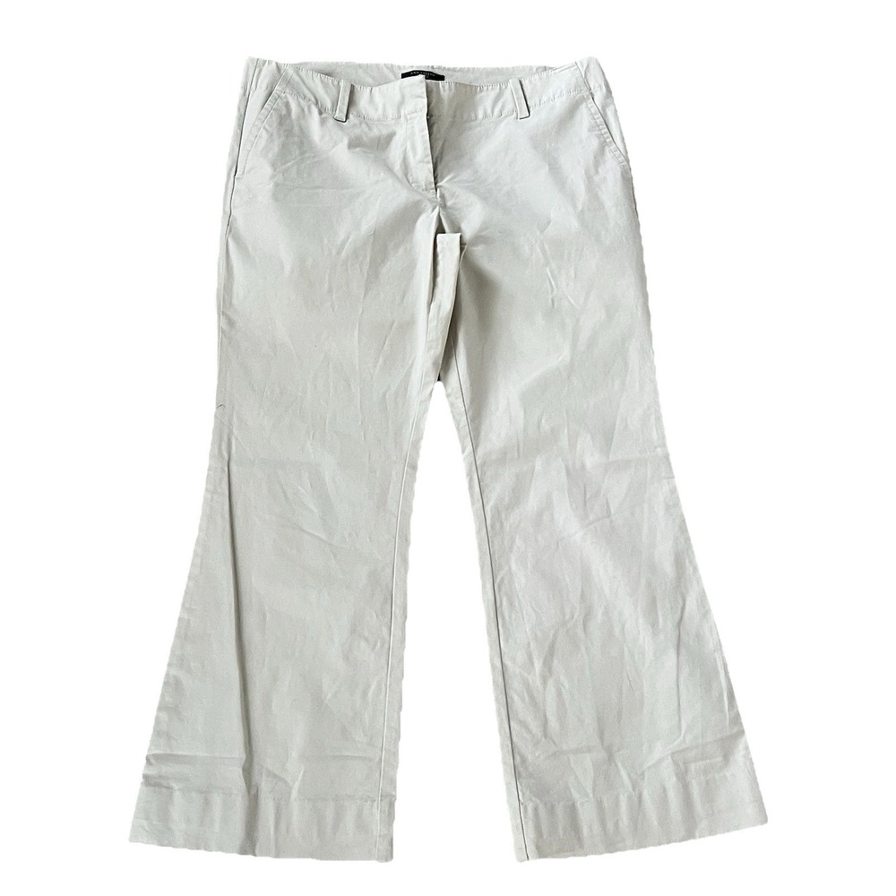 Ann Taylor Petite 12P White Stretch Cotton Dress Pants Cropped Career Office